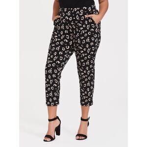 Torrid Womens Pants Sz 1 1X 14 16 Studio Knit Tapered Black Leopard